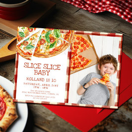 Modern Segce Baby Pizza Birthday Inbjudningar