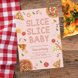Modern Segce Baby Pizza, första födelsedag Inbjudningar