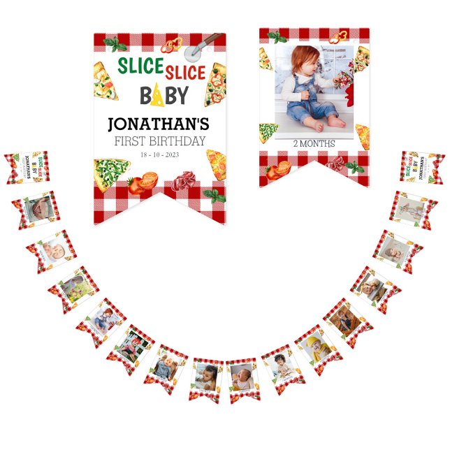 Modern Segce Baby Pizza Photo Milestone Vimplar (Skapare uppladdad)
