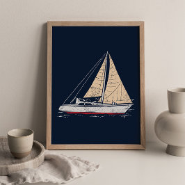 Modern segelbåt Nursery Decor Poster