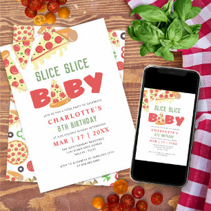 Modern segmentssegment Baby Pizza Barns födelsedag Inbjudningar