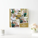 Modern senapsfamilj med flera foto - heminredning fyrkantig klocka<br><div class="desc">Modern senapstid,  enkel elegant med enkel contemporary,  multifotofamiljs hemavtagarklocka. Perfekt födelsedag,  jul,  årsdag,  Mors dag,  fars dag,  nytt hem,  bröllop-gåva.</div>