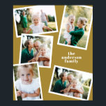 Modern senapsfamilj med flera foto - heminredning poster<br><div class="desc">Modern snyggt budget för multifotofamiljens hemdekanter. Senap och vit färg kan ändras.</div>