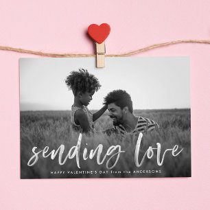Modern Sending Kärlek Script Photo Valentine Day Julkort
