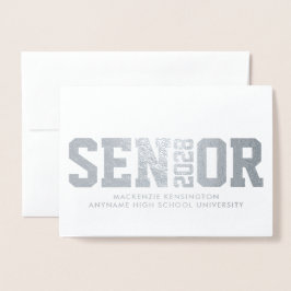 Modern Senior Block Brev Photo Studenten Folierat Kort