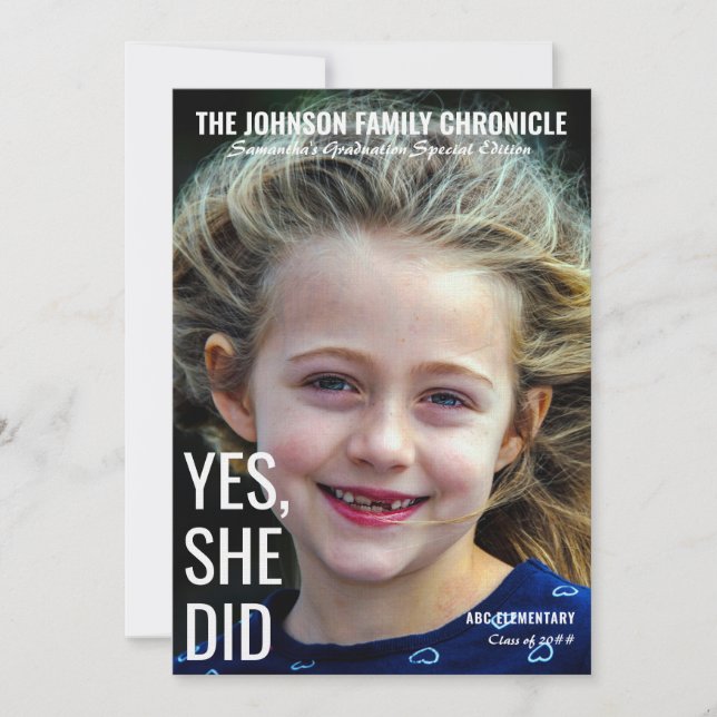 Modern Senior Studenten Magazine Cover Grad Photo Inbjudningar (Framsida)