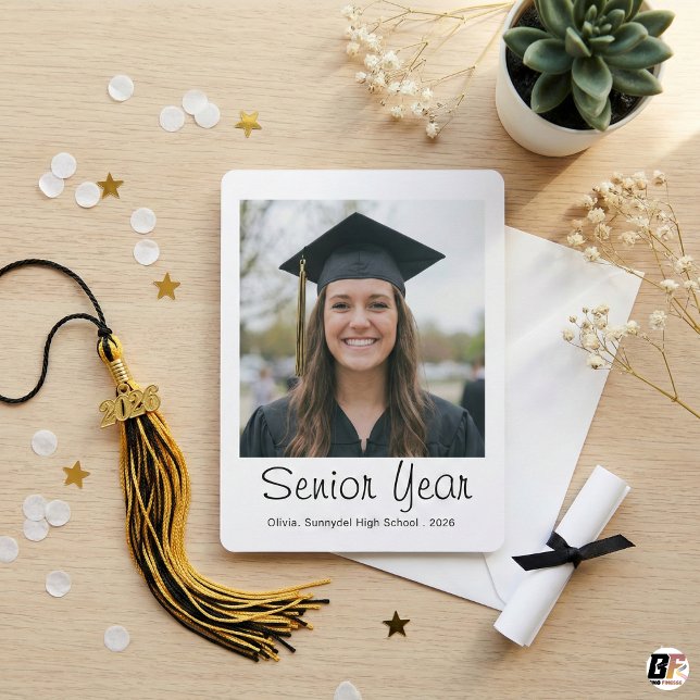 Modern Senior Year Script Class of 2026 Photo Card (Skapare uppladdad)