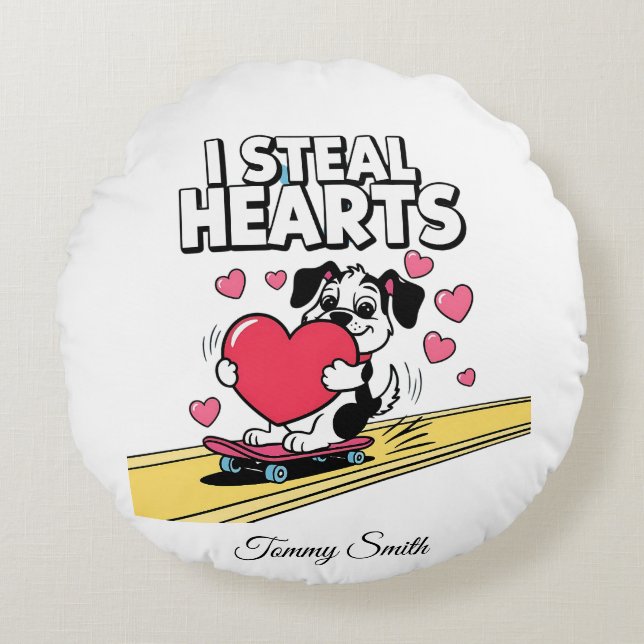 Modern sentimental Valentine Pillows for Pets Rund Kudde (Framsidan)