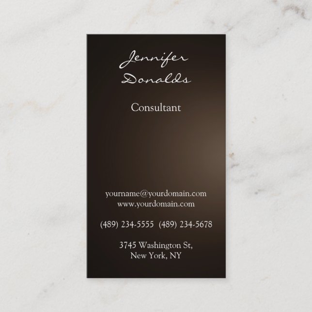 Modern Sepia Brown Färg Handwrite Plain Unik Visitkort (Framsida)