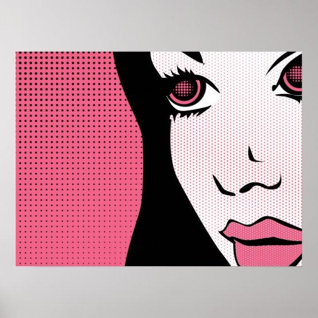 Modern seriebok Pop Art av en kvinnas ansikte Poster (Framsidan)