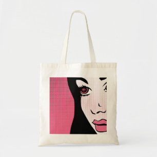 Modern seriebok Pop Art av kvinnans ansikte Tygkasse