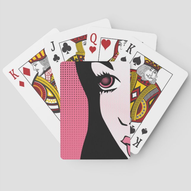 Modern seriebok Popkonst av kvinnans ansikte Casinokort (Baksidan)