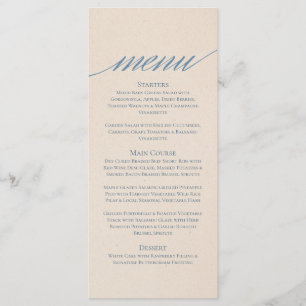 Modern Serif Bröllop-meny i Dusty Blue Meny