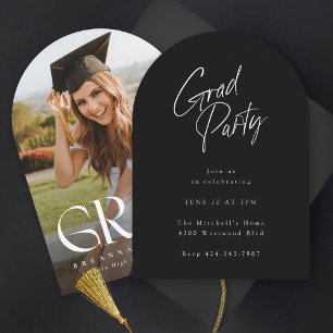 Modern Serif Elegant Arch Photo Studenten Dual Inbjudningar