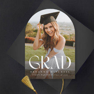 Modern serif Elegant Arch Photo Studenten Inbjudningar