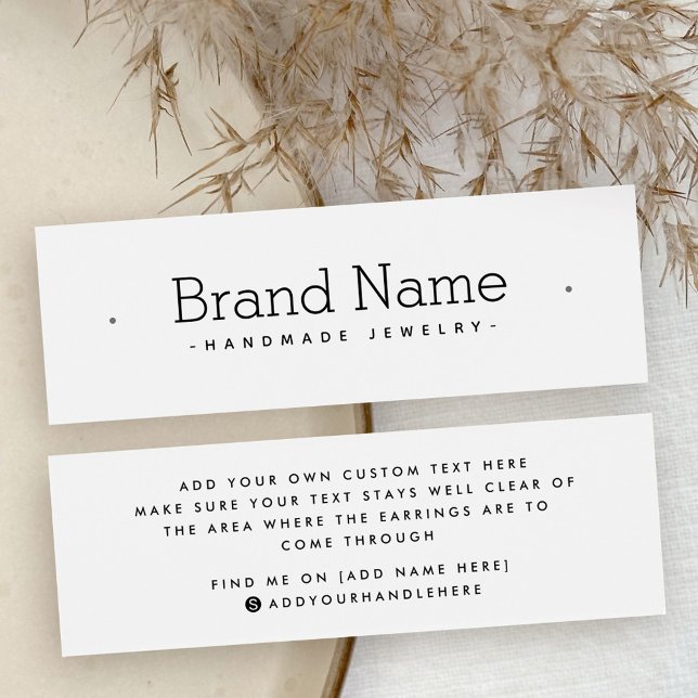 Modern serif-kort med minimal visning för studiere litet visitkort (Modern serif minimal stud earring display card)