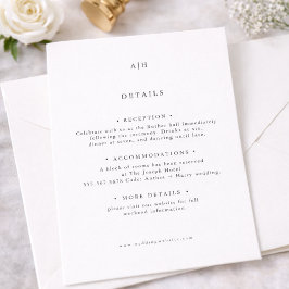Modern Serif Monogram Redaktionella Bröllopsdetalj Tilläggskort