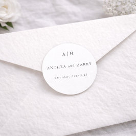 Modern serif-monogram rund kuvertförseglingsetiket runt klistermärke