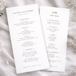 Modern Serif Wedding Dinner And Bar Menu Card Meny