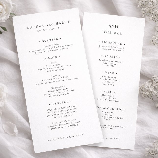 Modern Serif Wedding Dinner And Bar Menu Card Meny (Skapare uppladdad)