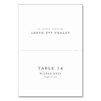 Modern Serif Wedding Place Cards With Meal Choice Bordsnummer