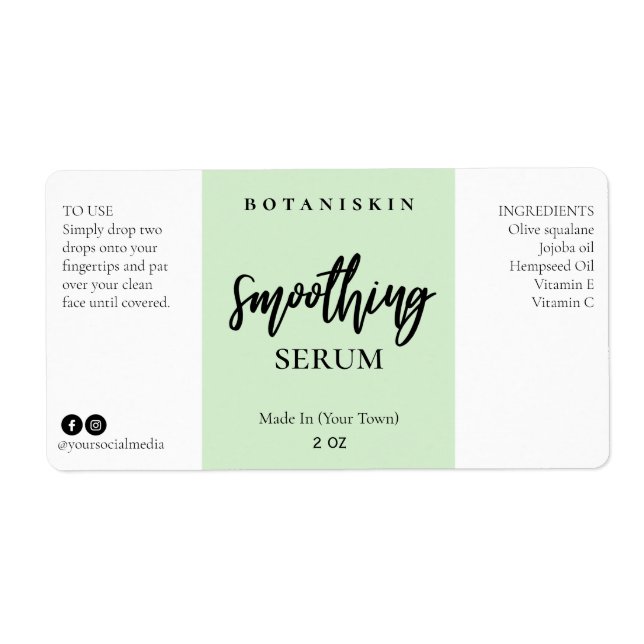 Modern serumetikett för Grönt Ansikte Fraktsedel (Framsidan)