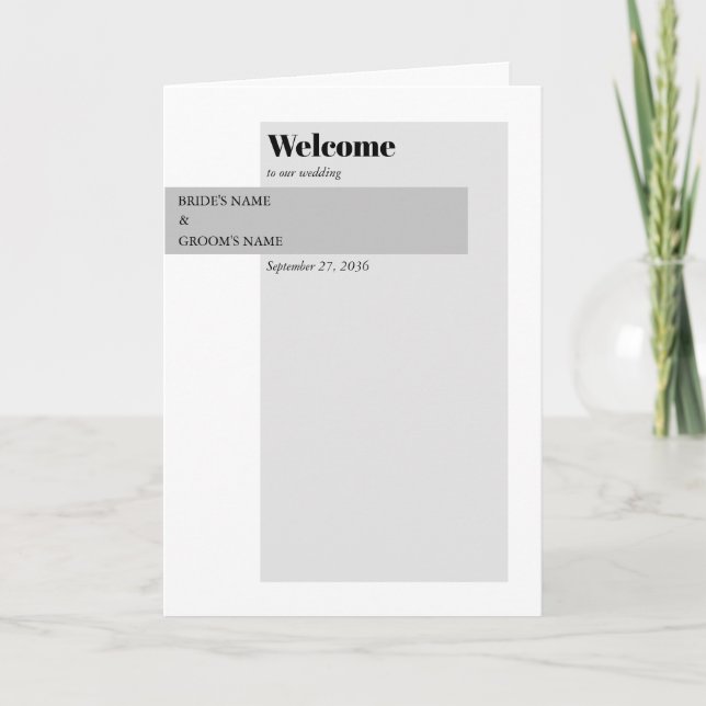 Modern serviceorder för svart och vit Bröllop Program (Framsida)
