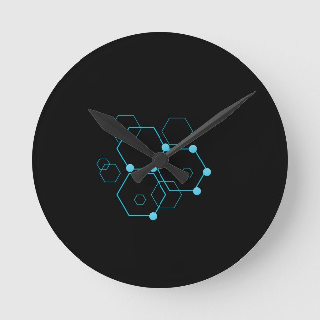 Modern sexkantig väggklocka med cirkel  (Framsida)