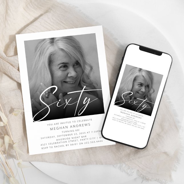 Modern Sextio Foto Födelsedagsinbjudan Inbjudningar (Skapare uppladdad)