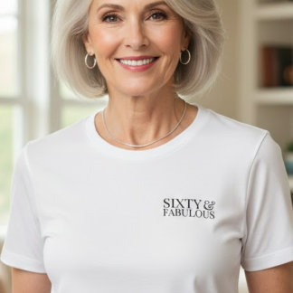 Modern sextio och fantastisk fet 60-års t shirt