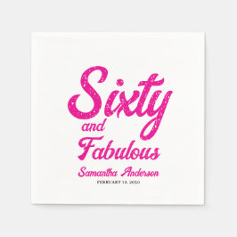Modern sextio och fantastisk rosa 60-årsfest pappersservett