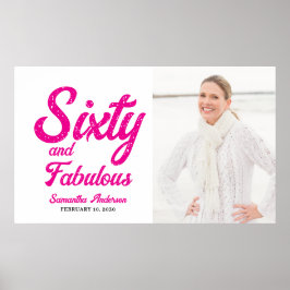Modern sextio och fantastisk rosa 60-årsfest poster