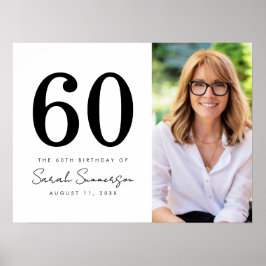 Modern sextio svart vit foto 60-årsdag poster