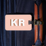 Modern Shadow Monogram Färg Block Brown Beige Bagagebricka<br><div class="desc">Anpassningsbarnas blockskugga med monogrammet beige och brunt bagagetagg för personlig.</div>
