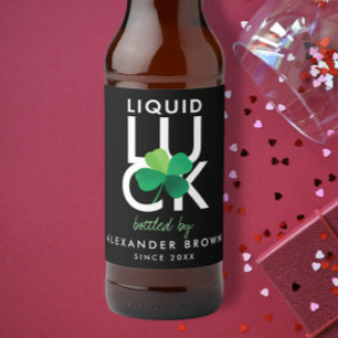 Modern Shamrock Liquid Tur Black White Grönt Ölflaska Etikett