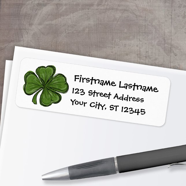 Modern Shamrock med returadress Returadress Etikett (Personalized Return Address Label)