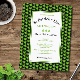 Modern Shamrock St patrick's day Party-inbjudan Inbjudan Vykort