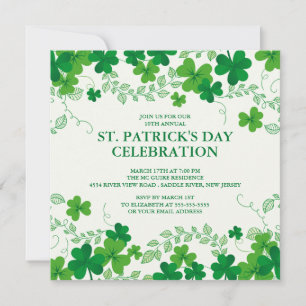 Modern Shamrock St. Patrick's Party-inbjudan Inbjudningar