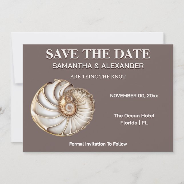 Modern Shell Save the Date Wedding Card Inbjudningar (Framsida)