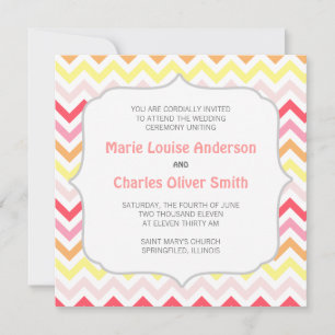 Modern Sherbert Chevron Zigzag Bröllopsinbjudning Inbjudningar