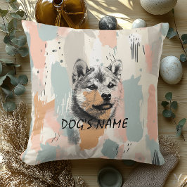 Modern Shiba Inu Portrait – Artistic Brushstroke Kudde