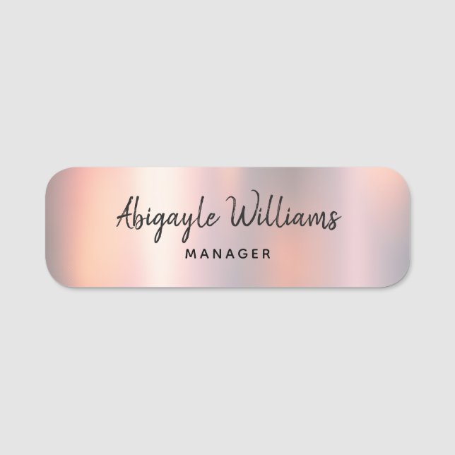 Modern  Shimmer Metallic Girly Namnbricka (Framsida)