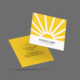 Modern shining Sol Sunrise Gult White Fyrkantigt Visitkort