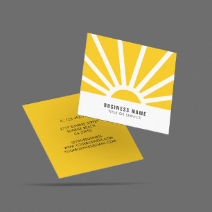 Modern shining Sol Sunrise Gult White Fyrkantigt Visitkort