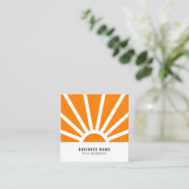 Modern shining Sol Sunset Orange White Fyrkantigt Visitkort