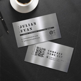 Modern Shiny Brushed Metall Bold Stencil Masculine Visitkort