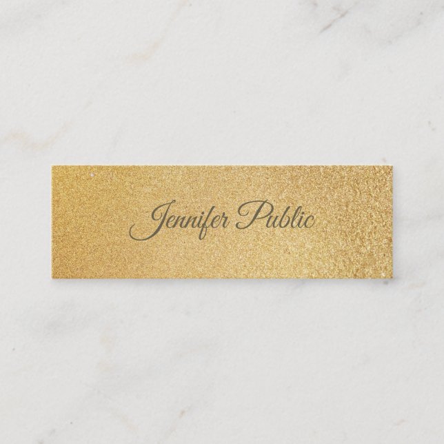 Modern Shiny Gold Foil Glamous-Elegant Mini Visitkort (Framsida)