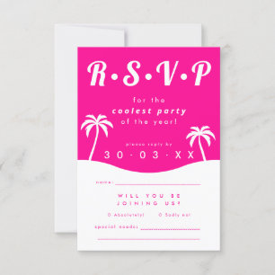 Modern Shock rosa Beach Wedlings OSA Inbjudningar