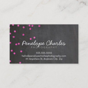 MODERN shock rosa glitter konetti dots chalkboard Visitkort