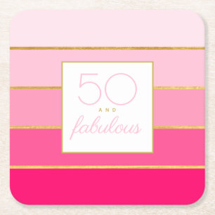 Modern Shock rosa & Guld 50 och fantastisk födelse Underlägg Papper Kvadrat